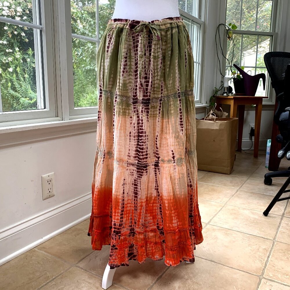 SOLD Boho Gypsy Hippie Tiered Maxi Skirt - Picture 1 of 11